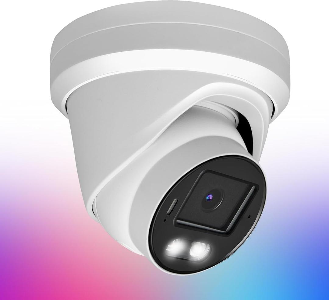 8MP 4K PoE IP Security Camera, H.265 Dome IP Camera with Smart Dual Light Colorvu, 5X Optical Zoom, Two Way Talk, SD Card Slot, 98ft Night Vision, 110Wide Angle, Human/Vehicle Detection