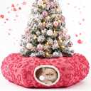 Novabright Valentines Day Cat Tunnel Bed 2.6ft x 2.6ft x 10in Pet Donut Tunnel Foldable Pet Cave Toy Valentine Style with Heart Patterns for Indoor Cats for Small Animals Kitten