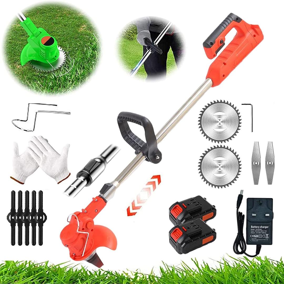 Electric Lawn Mower Cordless Mower, Cordless Electric Lawn Mower with Battery and Charger Cordless Lawn Mower 30 Cm Cutting Width(Size:2 Batteries, Color:24V)