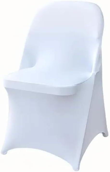 50 Pcs White Folding Chair Cover Washable Removable Universal Fitted Chair Cover Protector for Wedding Party Banquet Holidays Celebration Decoration Chair Covers