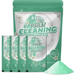 2 x Toilet Bowl Cleaner Powder - Self-Activating Toilet Cleaner for Stubborn Stains & Limescale, Deep Cleaning Foam with Jasmine Fragrance, Safe Toilet Cleaning Supplies (4 Packs  3 oz)