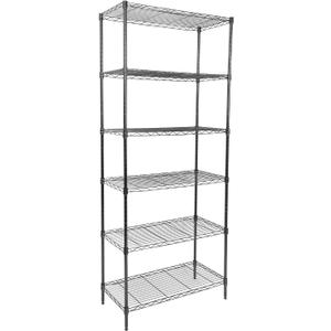 Whitmor 6 Tier Storage Shelves, Heavy Duty with Wheels, 400 lbs Capacity per Shelf, Max 2400 lbs Total, Adjustable Storage Units for Garage, Laundry, Plant, 30" L x 14" W x 70" H, Black