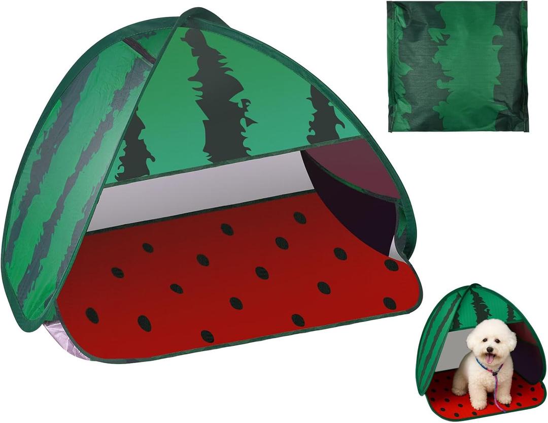 Mini Tent for Pets Small Dog Tent for Beach Portable Pop Up Sun Shade Shelter with Phone Compartment for Puppy and Large Cats Small Animals Sun Canopy for Camping and Outdoor (Watermelon)