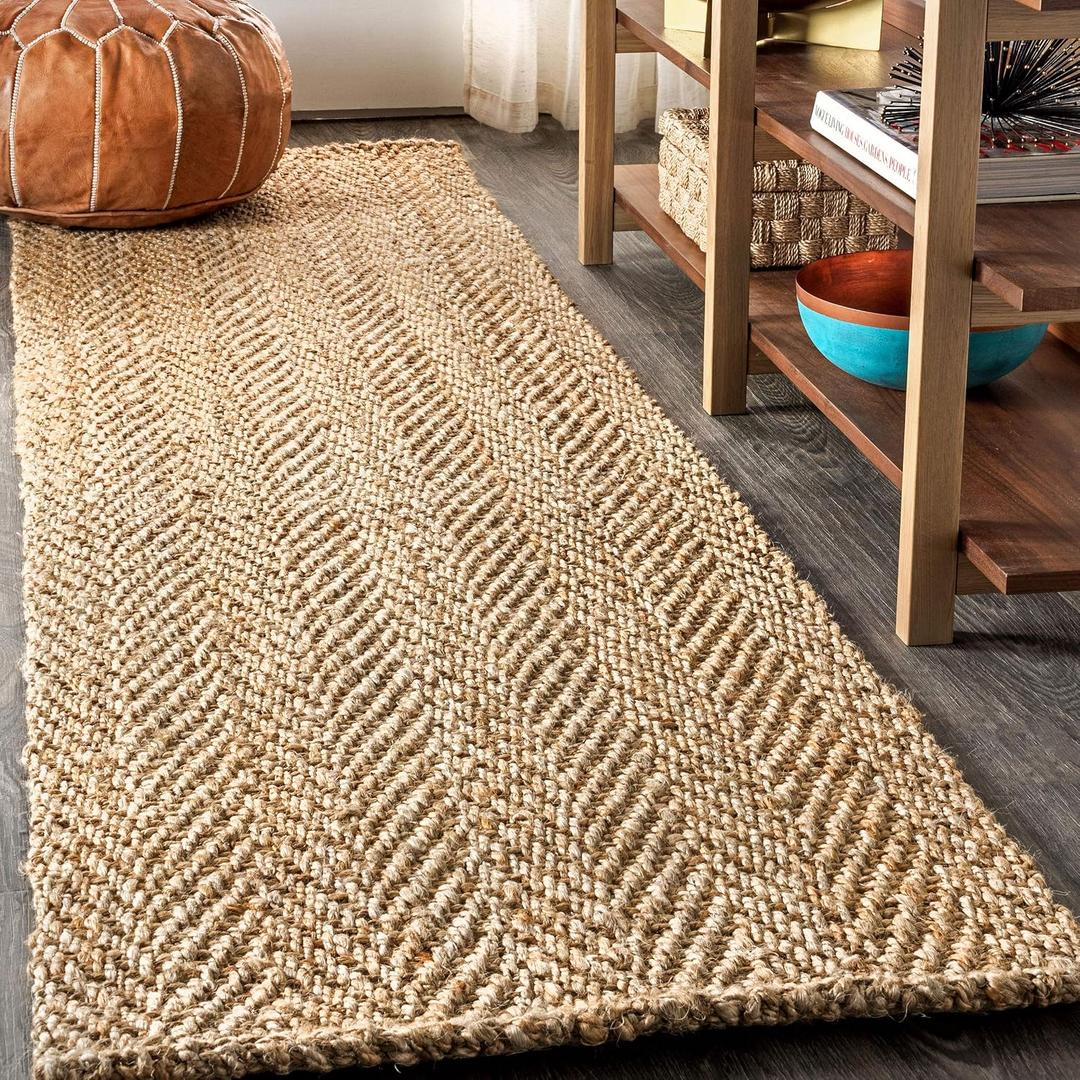 JONATHAN Y Espina Hand Woven Herringbone Chunky Jute Natural Runner Rug, 2x8, Bohemian, Cottage, Easy-Cleaning for Living Room, Bedroom, Kitchen, Pet Friendly, Non-Shedding (NFR101A-28)