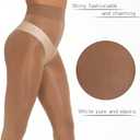 MANZI 2 Pairs Women's Shiny Sheer Tights High Waist Silk Comfort Stockings Oil Shimmery Nylons Pantyhose (Brown, S-M)