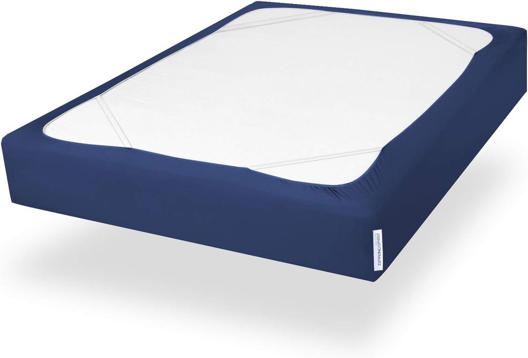 Queen Size Box Spring Cover with Smooth and Elastic Woven Material, Alternates for Bed Skirt, Wrinkle & Fading Resistant, Washable, Dustproof, Navy
