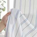 jinchan White Curtains Blue Striped Curtains 96 Inch Length for Living Room Bedroom Window Treatment Modern Linen Look Ticking Stripe Pinstripe Privacy Light Filtering Back Tab Rod Pocket 2 Panels