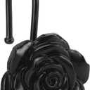 Metal Rose Shower Curtain Hooks, Rust-Resistant Hooks for Shower Curtain Rods, Set of 12, Beautiful Floral Rose Design Bathroom Decoration Hooks Black