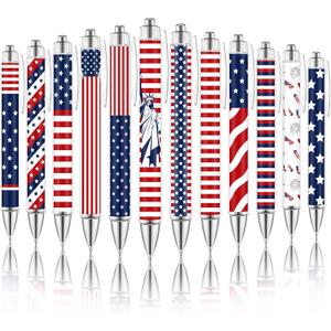 4th of July Pens American Flag Ballpoint Pen Patriotic Themed 1.0 mm Independence Day Black Ink Stars Stripes Pens Stationery for Home Office Supplies USA Souvenirs Gifts