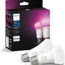 Philips Hue A19 LED Smart Light Bulbs - Flicker-Free 75w Light Bulbs - Control with Hue App - Compatible with Alexa, Google Assistant, and Apple HomeKit - E26 Base - 2 Pack (White and Color Ambiance)