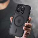 Lamicall Magnetic Phone Case for iPhone 15 Pro, for MagSafe - [18 FT Mil-Grade Drop Protection] Phone Case with Air Bumpers and Raised Edges, Shockproof Case for iPhone 15 Pro, Black