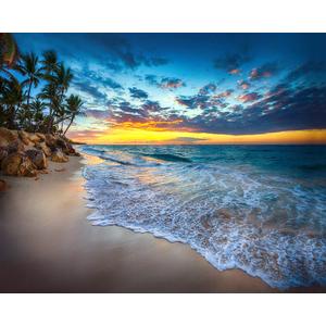 TUMOVO Adult Paint by Number - Caribbean Beach Paint by Numbers for Adults Beginner Seaside Cloudscape Paint by Numbers Kit with 3 Size Brushes and Acrylic Pigment, 16x20 Inches(Frameless)