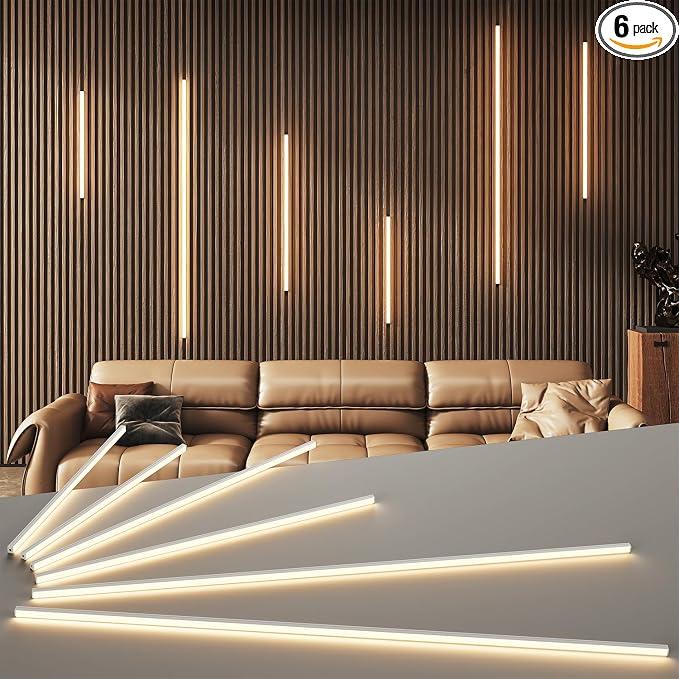 LED Recessed Lighting Kit for Wall Panels 6pcs Slat Wall Lights
Adhesive Wall Strip Lights with White Light Cover, 3000K Touch Switch Lamp for Wood Slat & Wall Accent Acoustic Panels