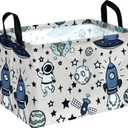 Rec Spaceman Print Box Hamper Storage Basket Collapsible Organizer Bin Gift Shelf Baskets for Home and Kitchen Storage