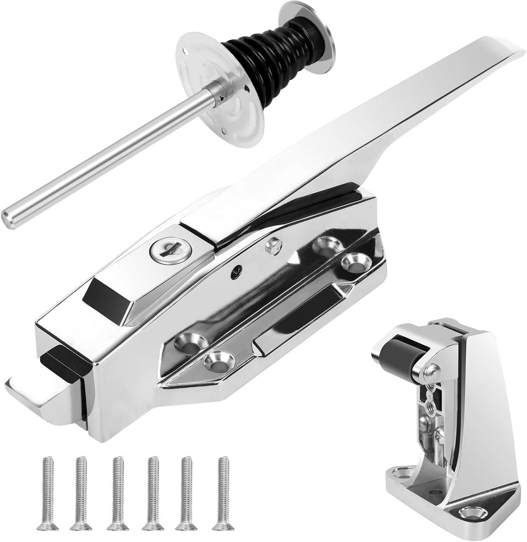 Walk in Cooler Door Handle,Walk in Freezer Door latches Heavy Duty kit with Key and Solid Metal Push Rod, Offset -1/5 In-3/5 in(Offset) and 5.9" Solid Metal Interior Release Handle