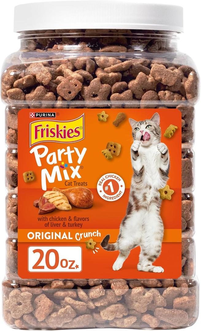 Purina Friskies Cat Treats, Party Mix Original Crunch - 20 oz. Canister (EXP 12/01/25)