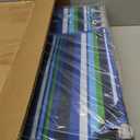 3-in-1 Beach Chair Face Holes, Lounge Chair Outdoor with Folding Side Table, 5-Position Recliner, Lay Flat, Removable Pillow, Heavy Duty, Max 330lbs, Poolside, Patio, Camping, Backyard Striped Blue