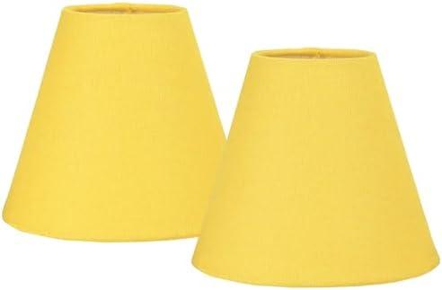 LAMPWELL NICO Yellow Small Lamp Shades Clip on Bulb Set of 2,Mini Linen Barrel Sconce Shades,Clip on Lamp Shade for Table Lamps Chandelier Shades,6"×3"×H5",Fabric Replacement Lamp Shades