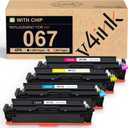 v4ink 067 Toner Cartridge Compatible Replacement for Canon 067 Toner Cartridge Set for use with Canon Color imageCLASS MF650 LBP630 Series LBP632Cdw MF654Cdw MF653Cdw MF656Cdw MF652Cw Printer 4Pack