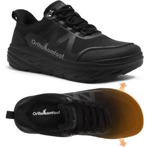 OrthoComfoot Men's Orthopedic Diabetic Wide Toe Box Walking Shoes: Comfortable Arch Support Plantar Fasciitis Orthotics Heel Spur Shoes, Casual Bunions Running Sneakers for Foot and Heel Pain Relief, Size 11.5