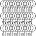 44 Pack Curtain Rings with Clips Hooks, Silver Drapery Clips with Rings Stainless Steel Metal 1.5 inch Curtain Hangers Clips, Fits Diameter 1.2 inch Rod, Silver