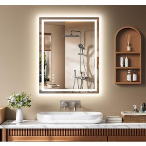 24x36 Inch LED Lighted Bathroom Mirror - Anti-Fog Vanity Mirror with Dimmable Front & Backlit, 