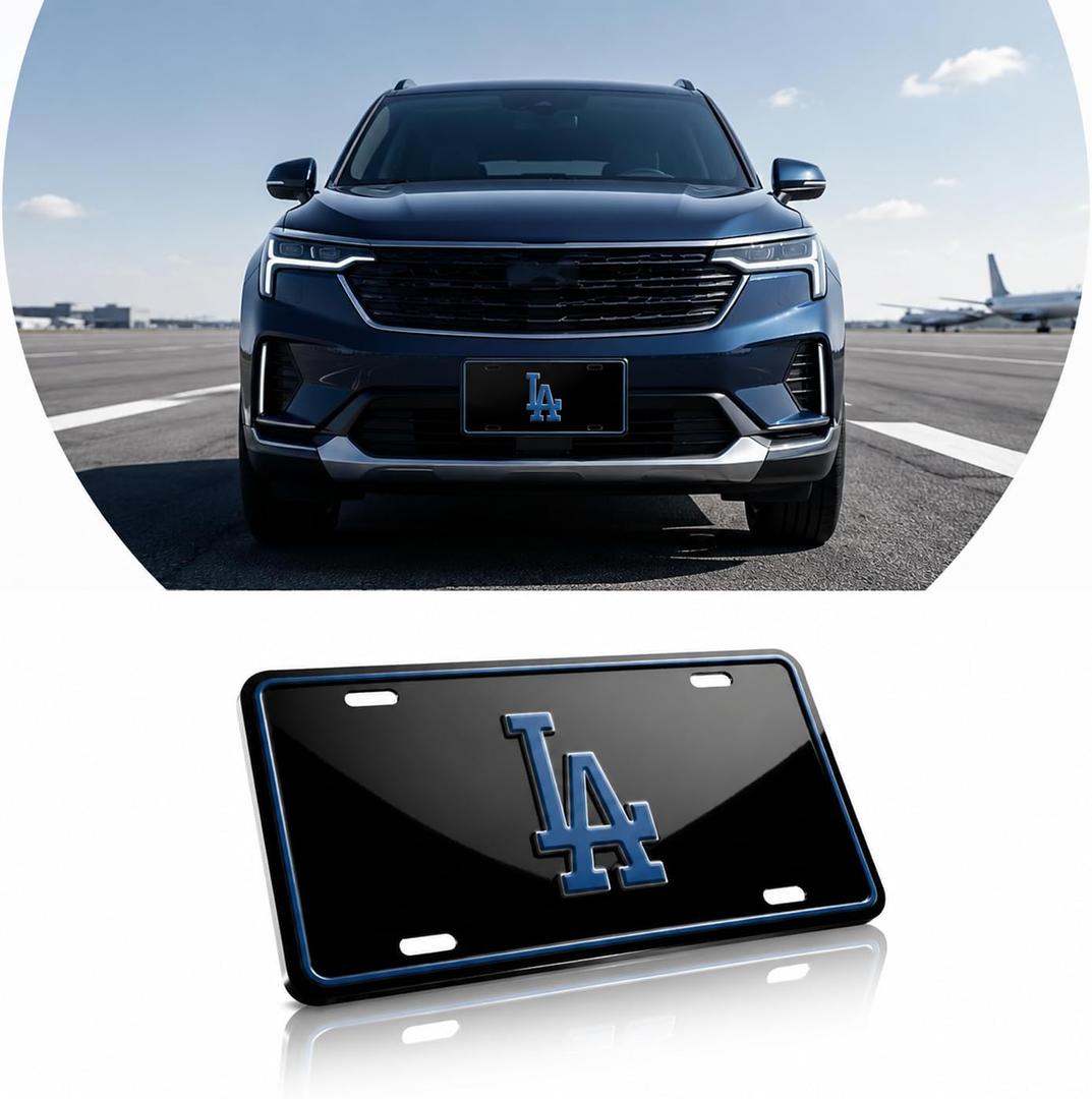 Black 3D Embossed License Plate Tag for DodgersFront Decoration License Plates with 4 Holes