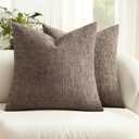 MIULEE Decorative Throw Pillow Covers 20x20 Pack of 2 Taupe Couch Pillow Covers Soft Cozy Textured Chenille Pillowcases for Home Decor Sofa Living Room Cushion Bedroom