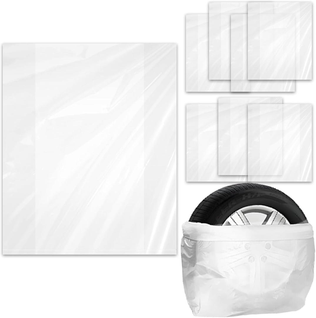 8PCS Extra-Large Tire Covers, Tire Storage Bags, Waterproof Dustproof Wheel Protective Cover, Automotive Accessories Tear-Resistant Plastic Spare Tyre Bags Universal for Most Vehicles (8PCS)