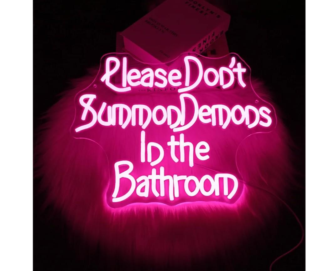 Whfobfe Neon Sign Led Neon Lights Signs for Wall Decor USB Powered Led for Room Decoration (Devil In Bathroom)
