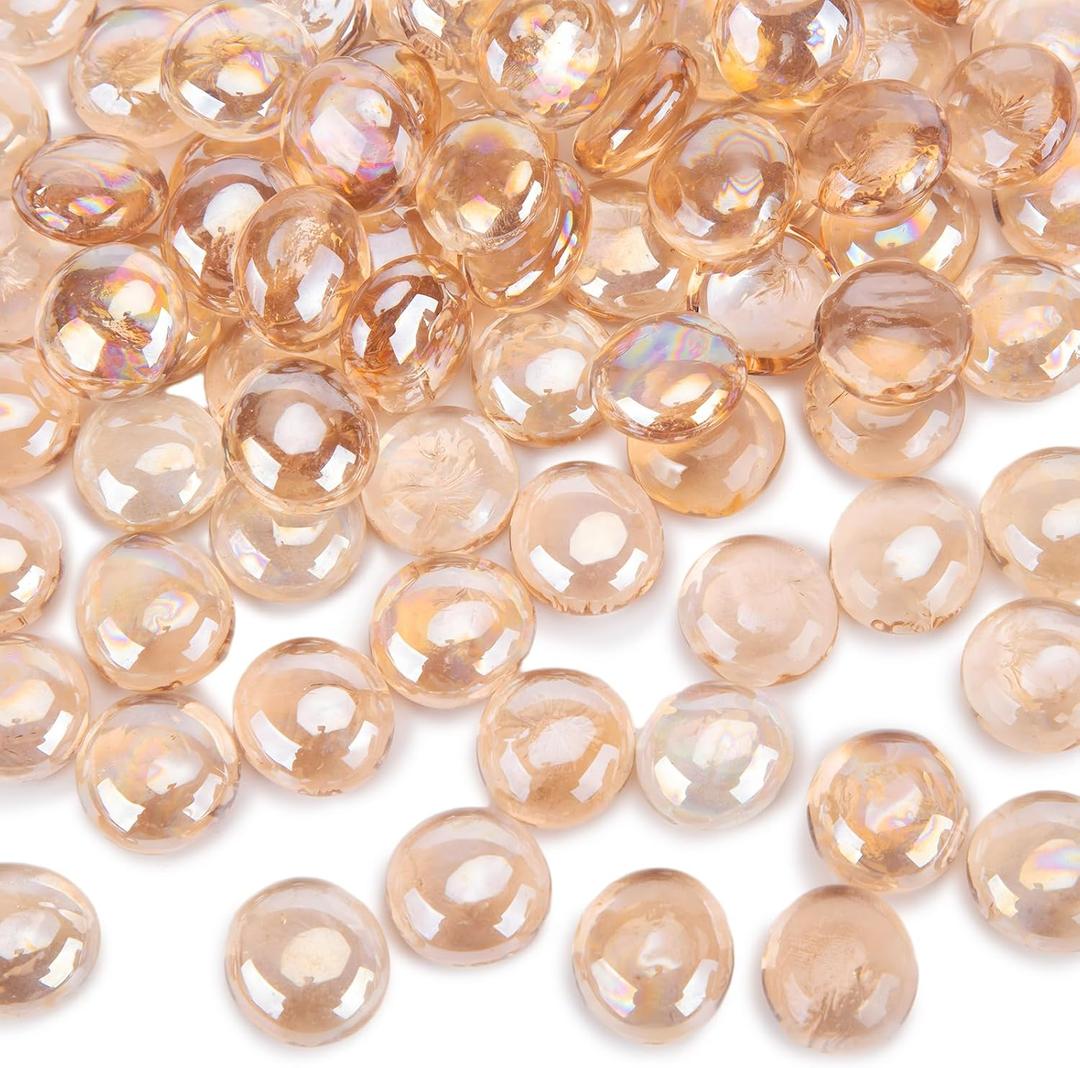 DomeStar 5LB Flat Glass Marbles - Pink Flat Glass Pebbles for Vases, Fish Tank Rocks, Aquarium, DIY Crafts