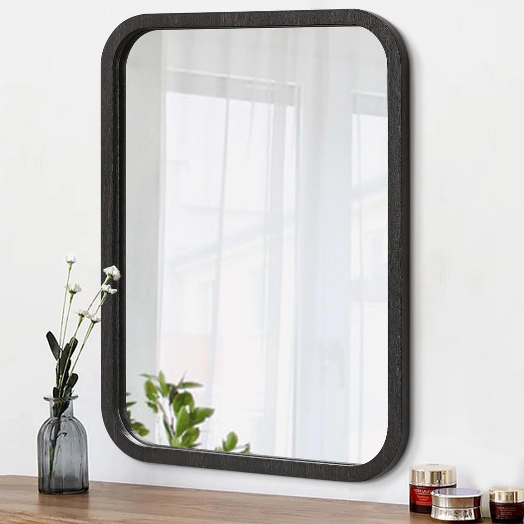 Bathroom Mirror, Vanity Mirrors 18x26 Inch, Wood Brown Wall Mirrors Living Room Hallway Dresser,Farmhouse Rustic Home Decor