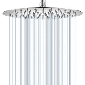 12 inch Ceiling Rainfall Shower Head Chrome - All Metal Stainless Steel Full Body Round Rain Shower with 120 Silicone Nozzles Modern Bathroom