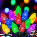2-Pack Extentable C9 Christmas Lights Outdoor Indoor, 66 FT 100 LED Christmas String Lights Plug in with 8 Modes & Timer, Waterproof Fairy Twinkle Light for Xmas Tree Yard Decorations (Multi-Colored)