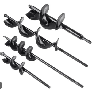 VEVOR Auger Drill Bits for Planting Set of 4, Garden Auger Drill Bit, Spiral Drill Bit for Post Hole Digger, Bulbs Planting & Holes Digging, for 3/8" Hex Drive Drill