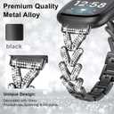 for Metal Bands, Compatible for Fitbit Versa 4/Versa 3/Fitbit Sense 2/Sense Band Smart Watch, Sparkling Bling Shiny Diamonds Bracelet for Women