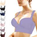 Women's Push Up Bra,Full-Coverage Underwire Bra,Hide Back Fat Deep Cup Bra,Smoothing T-Shirt Bra,Sculpting Uplift Bra ((38) DD, Purple)