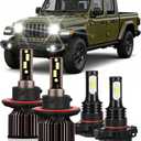 Fits For 2019-2024 Jeep Gladiator High Low Beam Fog Lights Bulbs Combo, 6000K White Plug-and-Play, 30000LM Super Bright Light Bulbs, With Cooling Fan, Pack of 4