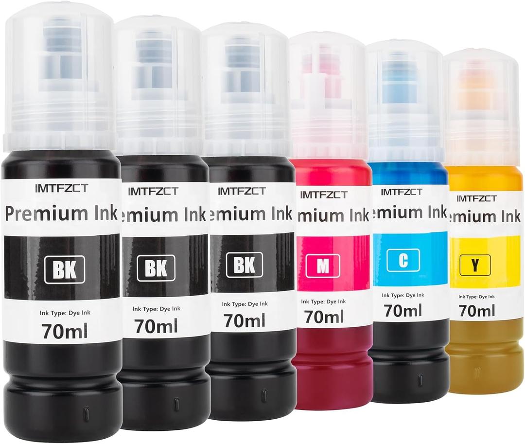 Replacement for Epson T522 522 Ink Refill Bottles for ET-2803 ET-2720 ET4800 ET-2800 ET-2760 ET-4760 ET-2750 ET-3760 ET-2850 ET-15000 ET-4700 ST-4000 ST-2000 ET-3710 Printer(3BK C M Y)