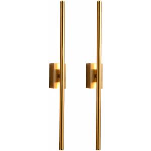 2pack Slender Bar Linear Mirror Light for Modern LED Linear Wall Light Long Strip Wall Bathroom Corridor Aisle Living Room Background Bedroom Bedside Indoor Wall Lam (Gold)