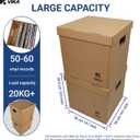 Vinyl Record Storage Box & Moving Box Sturdy Cardboard with Removable Lids and Handles, Holds 60 Records/Laser Discs Each - Set of 4 Boxes (Kraft)