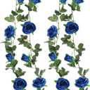 Felice Arts 2 Pack Royal Blue Artificial Rose Vine Each 6.5FT Fake Flower Garland Hanging Rose Garland for Wedding Flowers Table Arrangement Birthday Ceremony Room Graduation Decor