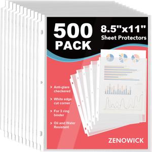 500 Pack Sheet Protectors 8.5 x 11 inch Clear Page Protectors for 3 Ring Binder, Plastic Sleeves for Papers, Document