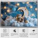YongFoto Moon Stars Cloud Bear Backdrop 8x6ft Twinkle Little Star Blue Sky Balloon Photography Background Kid Birthday Adventure Baby Shower Cradle Ceremony Party Banner Baby Portrait Photoshoot