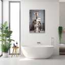 CXHOSTENT Funny Giraffe Bathroom Canvas Wall Art Giraffe Reading Newspapers on Toilet Pictures Prints Animal Poster Kids Bathroom Print Restroom Decor (Bathroom-1, 12.00"x18.00")
