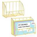 SHIQIKEJIPTY 2 PCS Index Card Display Stand 3x5 Inch Business Card Stand Gold Metal Index Card Holder Greeting Cards Holders Capacity 200 Sheets Business Cards Organizer Desk Table Home Office (Gold)