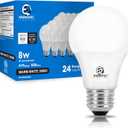 Energetic Light Bulbs 60 Watt Equivalent, A19 Warm White LED Light Bulbs, 15000 Hrs E26 Base, 8W, 800LM, 3000K Light Bulb, ETL Listed, Non-Dimmable, 24-Pack