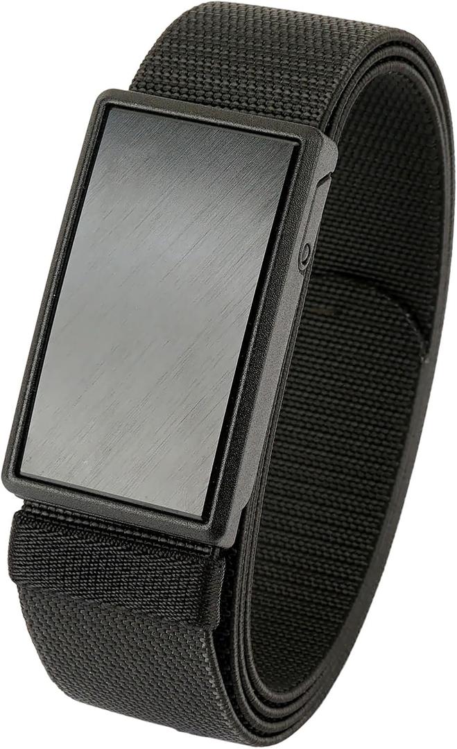 Mens Magnetic Belt 1.38" Wide Quick Release Metal Buckle Elastic Nylon Webbing Stretchable Golf Belts