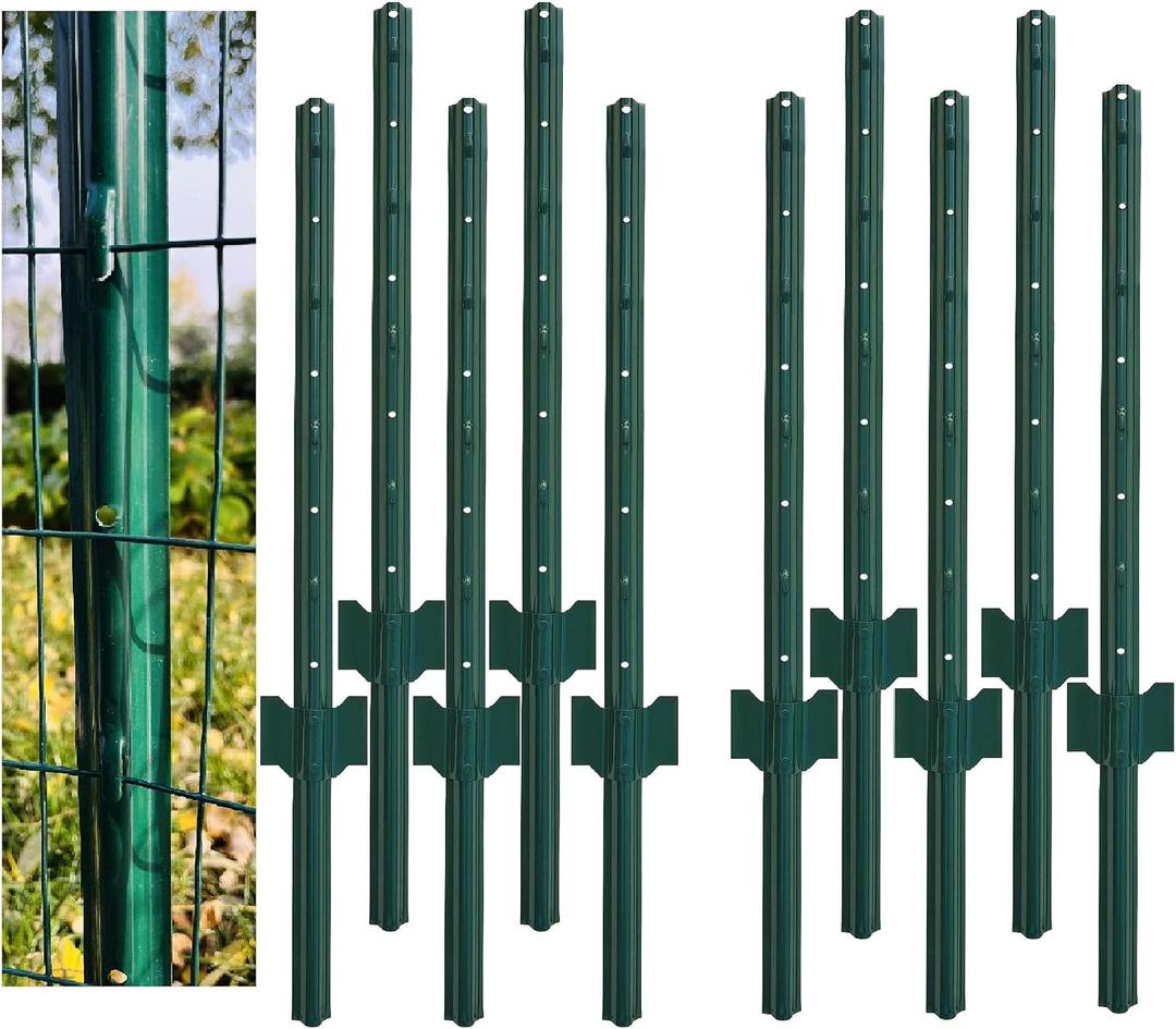  47" Green, Pack of 10 Metal Fence Post