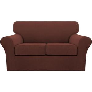 Turquoize 3 Piece Sofa Covers For 2 Cushion Couch Sofa Slipcover Soft Couch Cover For Dogs-Washable Sofa Furniture Cover With 2 Individual Cushion Covers, Thick Jacquard Fabric (Loveseat, Burnt Brick)